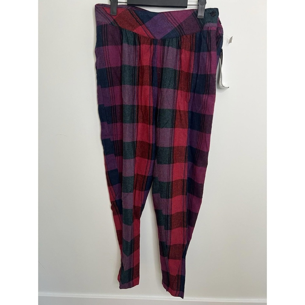 VTG NWT Size 11 Jerry Leigh California Paper bag Pants Colorful Plaid Wool Blend